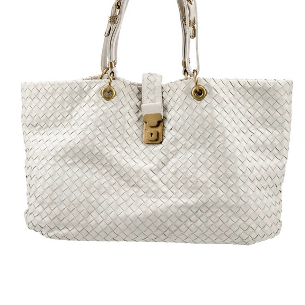 Bottega Veneta White Woven Tote
